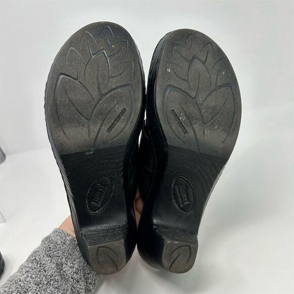 Born Women's Black Leather Slip On Mules Size 9 Buckle Accent Fall Comfort - Picture 9 of 13